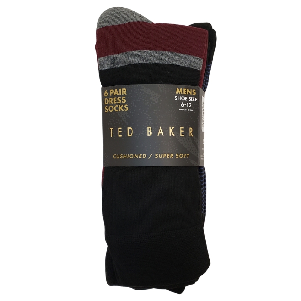 Ted Baker Men's Rayon Blend Dress Socks 6 Pairs Shoe Size 6-12 NWT